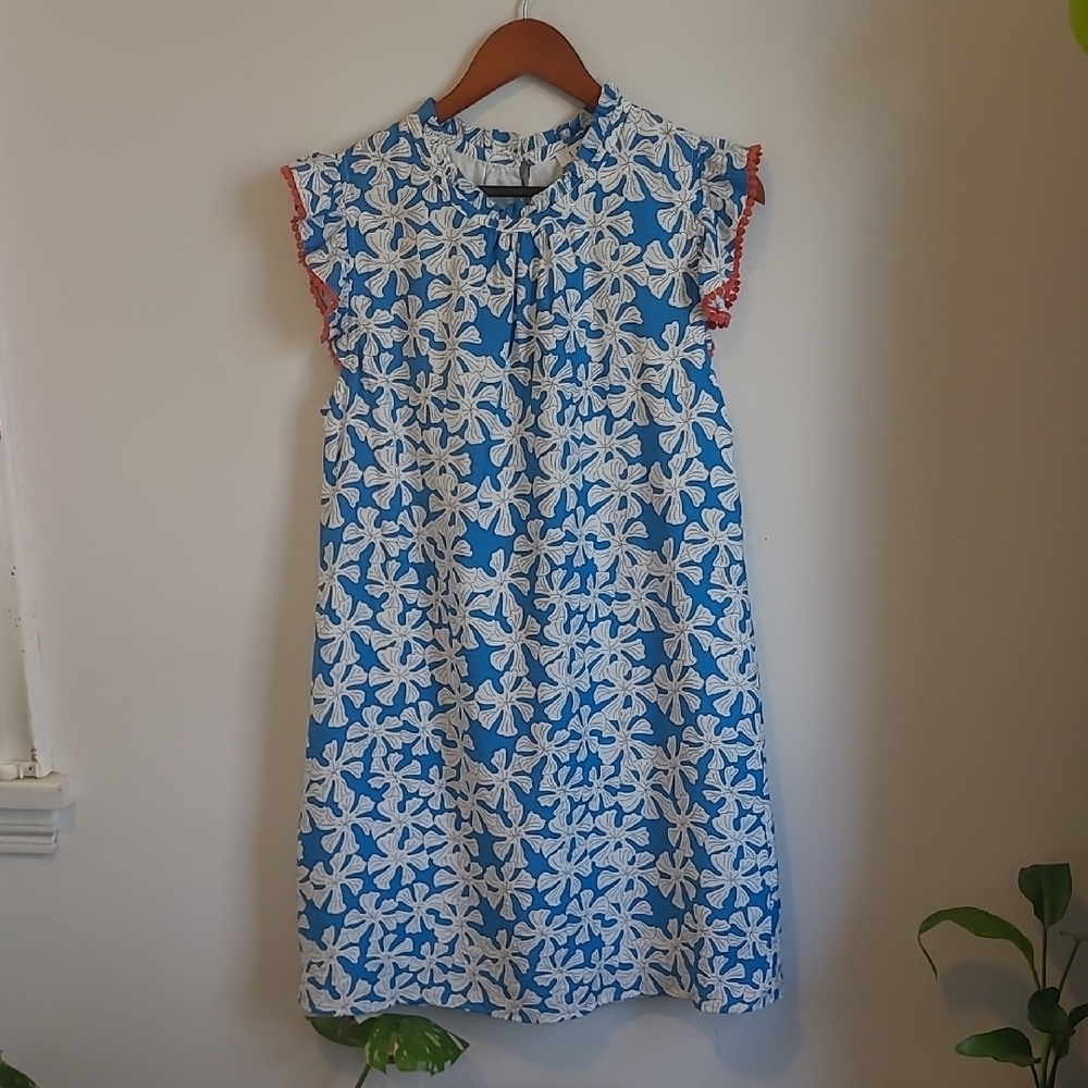 Floral Blue and White Dress